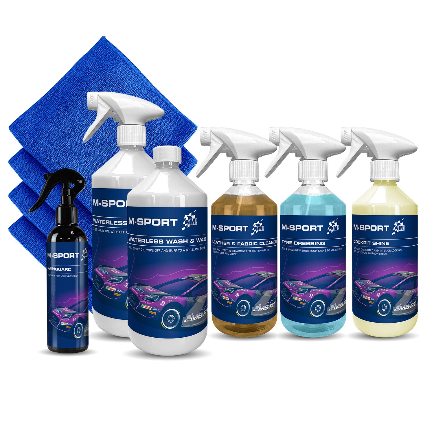 M-Sport Car Cleaning Kit, 10-Piece Car Kit, with 4 microfibre cloths, Car Wash
