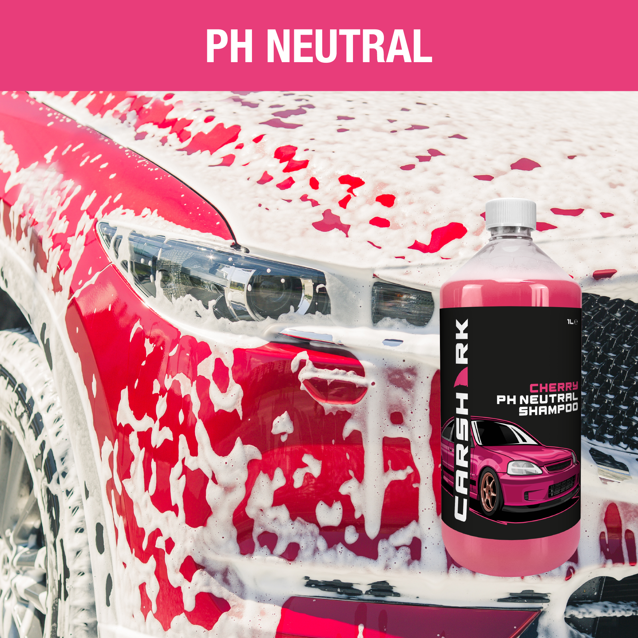 CARSHARK PH Neutral Car Shampoo 2 x 1 Litre - Concentrate - Cherry Blossom