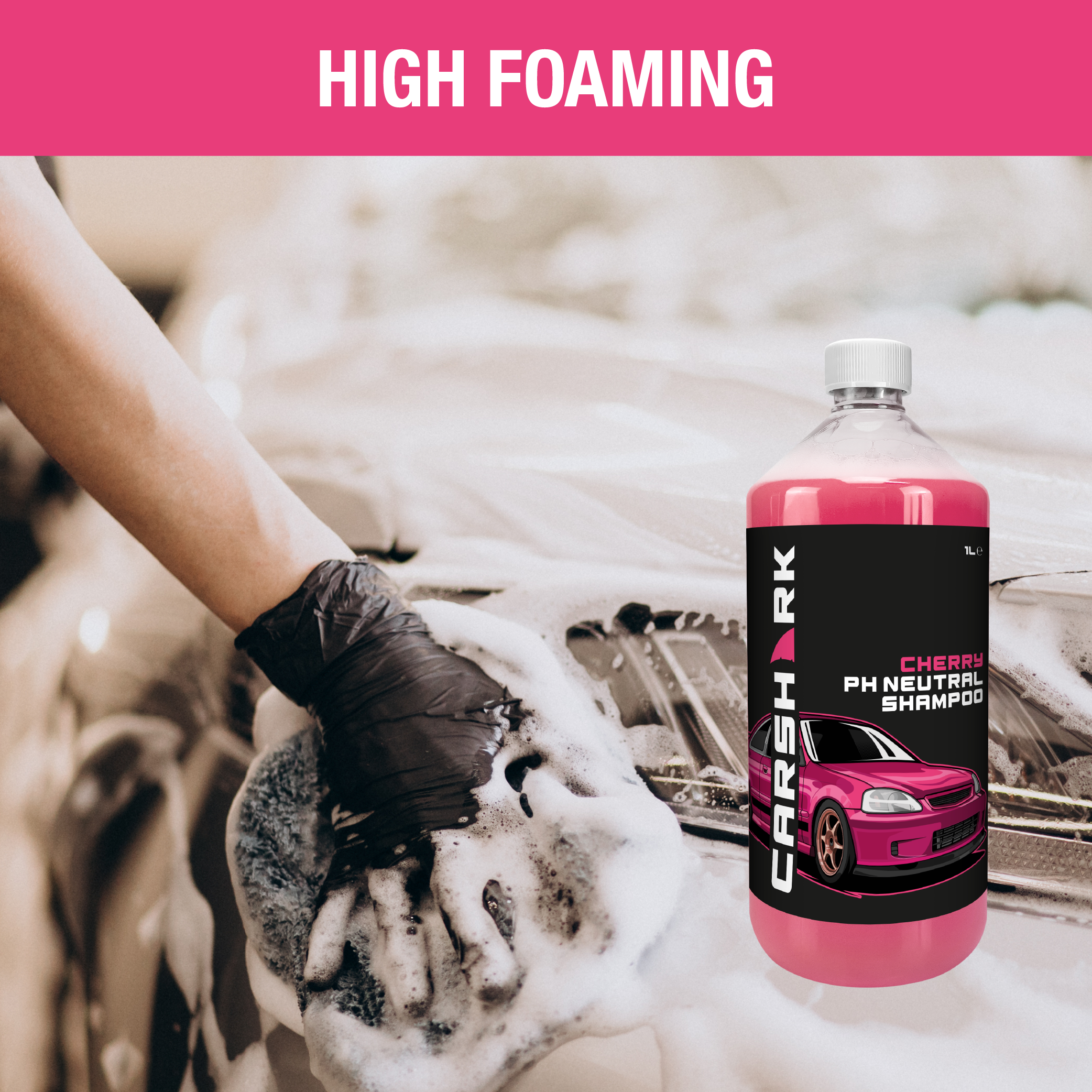 CARSHARK PH Neutral Car Shampoo 2 x 1 Litre - Concentrate - Cherry Blossom