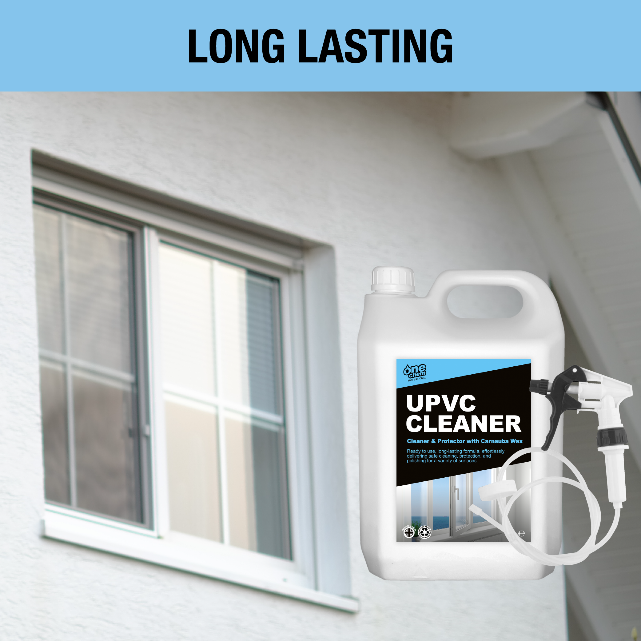 One Chem Professional UPVC Cleaner & Protector 2.5L with Long Hose Trigger