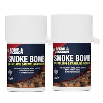 Spear & Jackson Smoke Bomb Fogger, 2 x 4.55g, For Effective Control Of All Flying and Crawling Insects