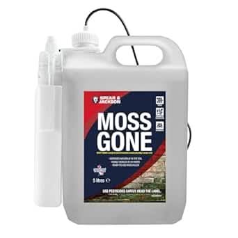 Spear and Jackson Moss Gone Moss Killer, 5 Litre with Battery Sprayer, Fast Acting