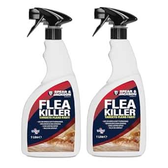 Spear & Jackson Flea Killer, 2 x 1 Litre Spray, Multi-Insect Control for Hard and Soft Furnishings