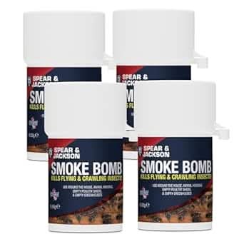 Spear & Jackson Smoke Bomb Fogger, 4 x 4.55g, For Effective Control Of All Flying and Crawling Insects