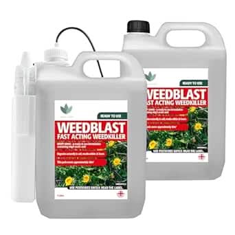 Weedblast Fast Acting Weedkiller 2 x 5 Litre with Battery Powered Sprayer, See Results Within 24 hours