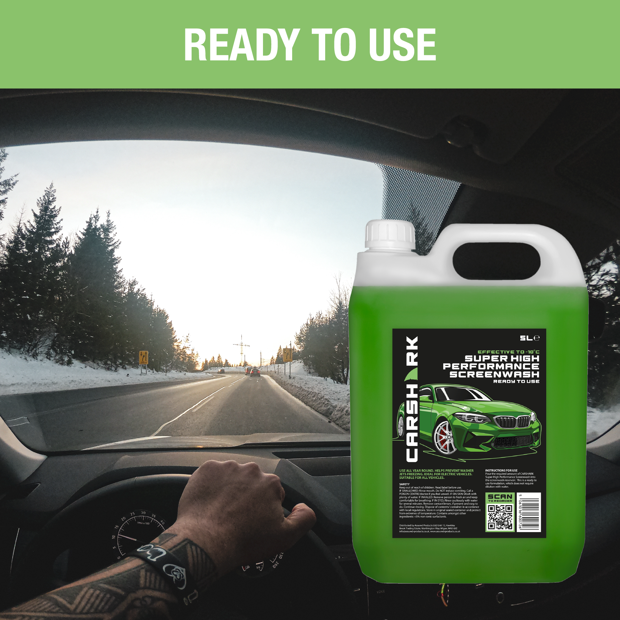 CARSHARK Winter High Performance Screenwash 5L Effective down to -10°C