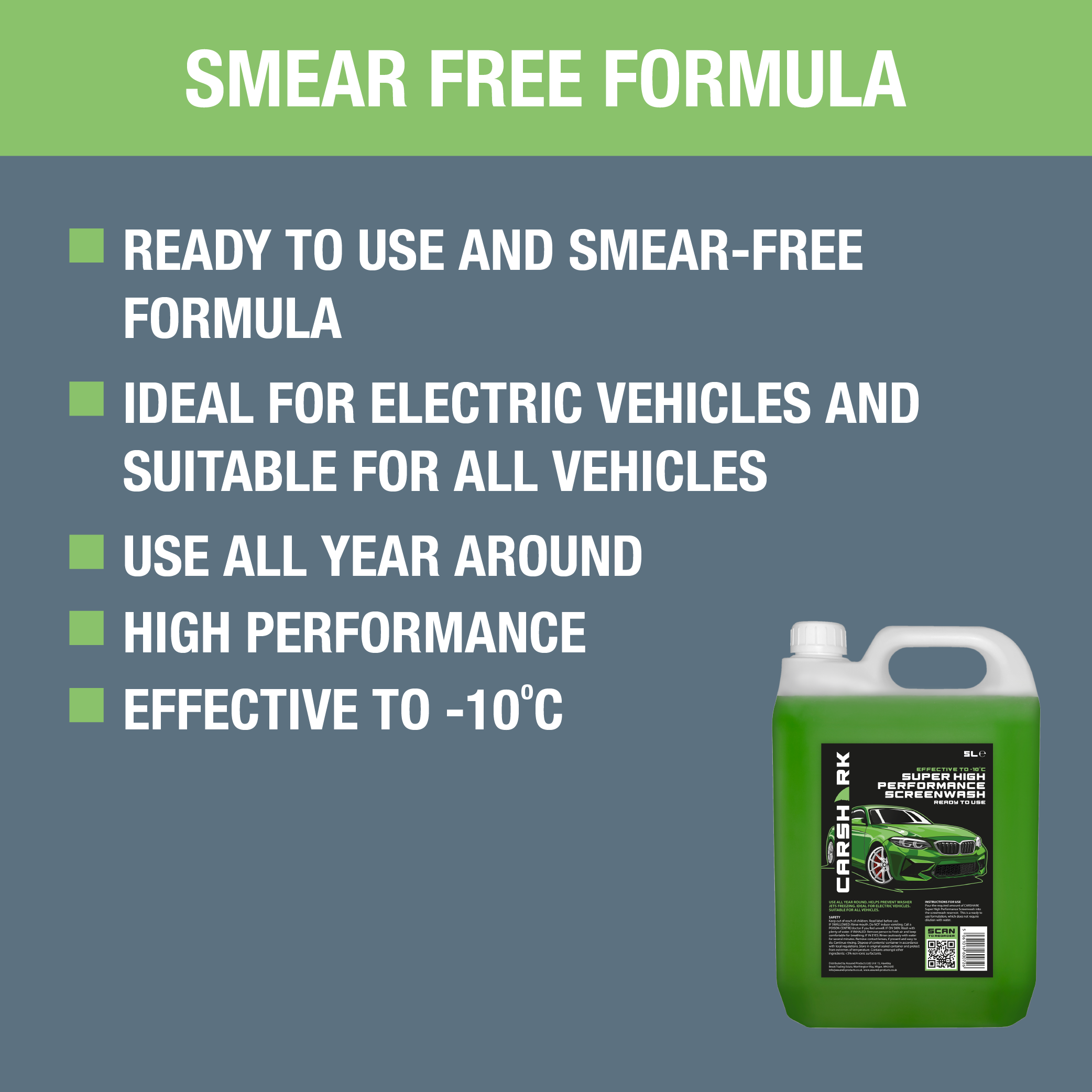 CARSHARK Winter High Performance Screenwash - Effective down to -10°C