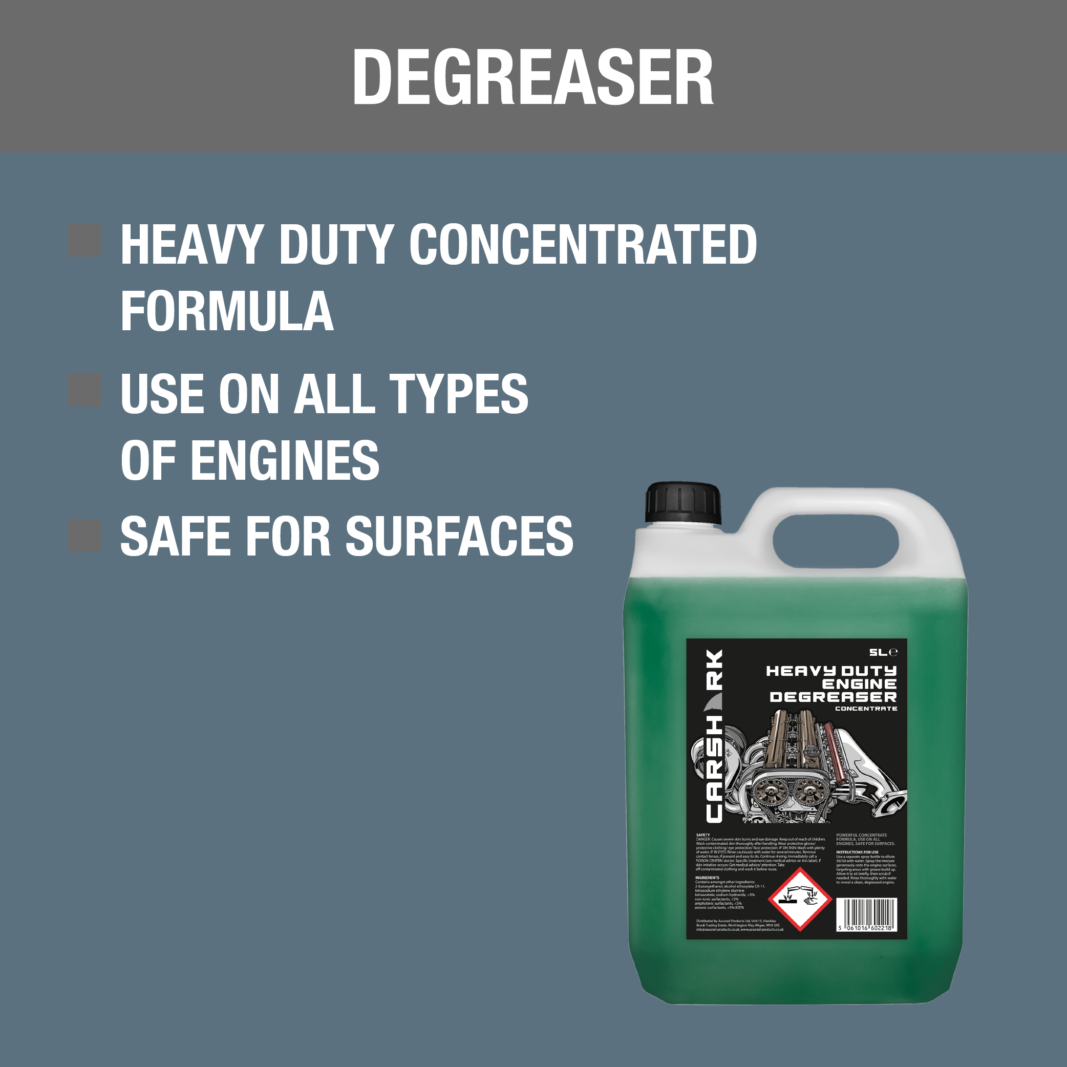 CARSHARK Engine Degreaser - 5L - Heavy Duty Concentrate