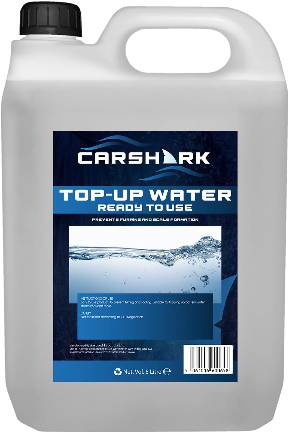 CARSHARK Top-Up Water 5L, Deionised Water