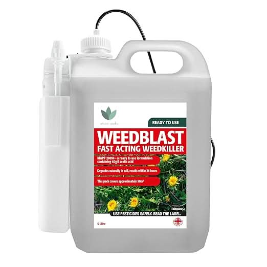 Weedblast Fast Acting Weedkiller 5 Litre with Battery Sprayer, See Results Within 24 hours