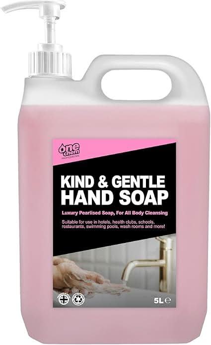 One Chem Pro Kind & Gentle Hand Soap, 2 x 5 Litres with Pump Dispenser, Luxury Soap for Commercial Use