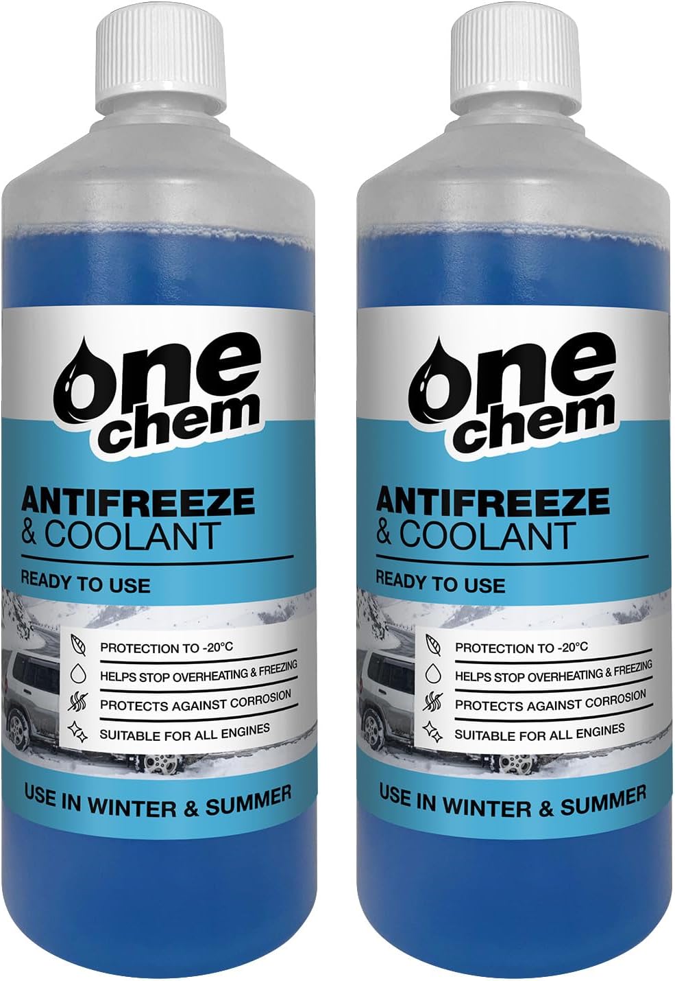 One Chem Antifreeze and Coolant 2 x 1L - Effective down to -20°C