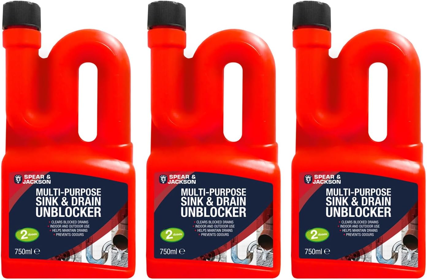 Spear & Jackson Multi-Purpose Sink & Drain Un-blocker 3 x 750ml