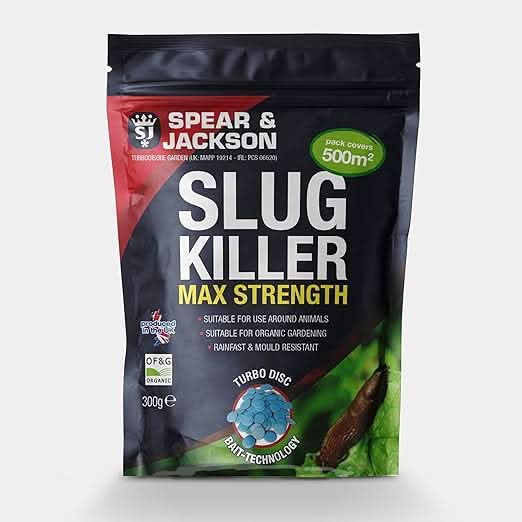 Spear & Jackson Slug Killer Lentils, 4 x 300g, High-Strength Formula, 500m² Coverage, Turbo Disc Bait Technology
