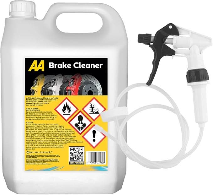 AA Brake Cleaner, 5 Litres with Long Hose Trigger, High Performance Solvent, Brake and Clutch System Cleaner