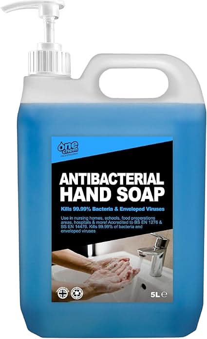 One Chem Pro Antibacterial Hand Soap, 2 x 5 Litres, with Pump Dispenser