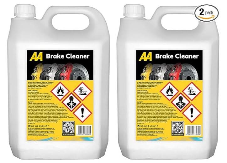 AA Brake Cleaner, 2 x 5 Litres, High Performance Solvent, Brake and Clutch System Cleaner
