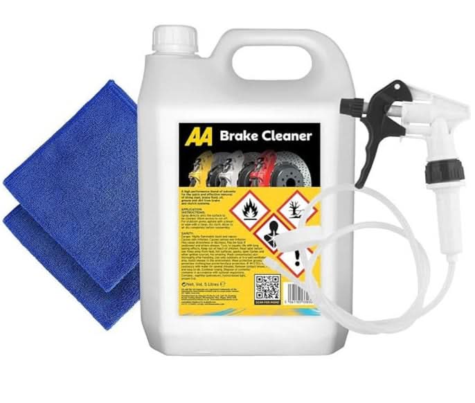 AA Brake Cleaner, 5 Litres with Long Hose Trigger and 2 x Microfibre Cloths, Solvent, Brake and Clutch System Cleaner