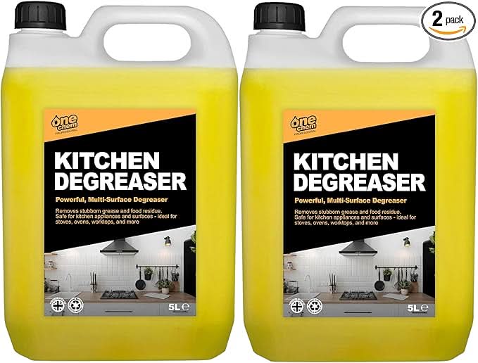 One Chem Professional Kitchen Degreaser, 2 x 5 Litres, Multi-Surface Grease Remover for Stoves, Ovens and Worktops