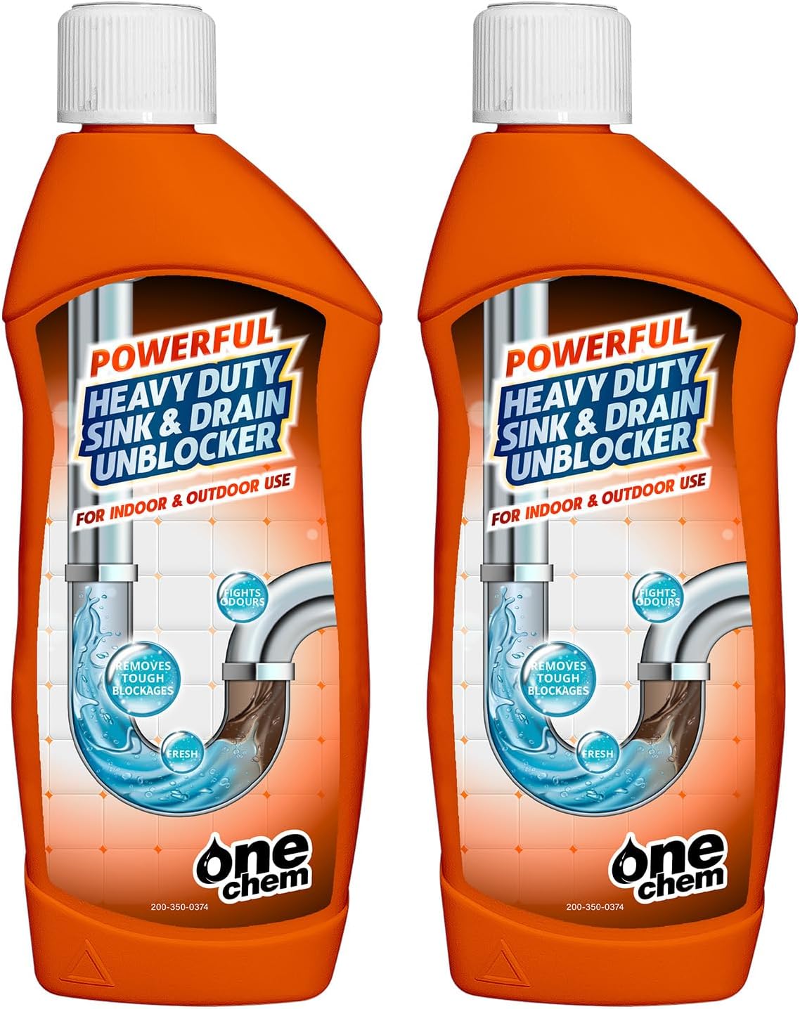 One Chem Heavy Duty Sink and Drain Un-blocker 2 x 500ml