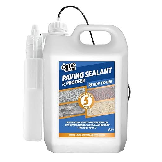 One Chem Paving Sealant and Water Proofer, 5 Litre Water Seal, with Battery Sprayer - Colourless