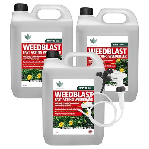 Weedblast Fast Acting Weedkiller 3 x 5 Litre with Long Hose Trigger (Ready to use), See Results Within 24 hours