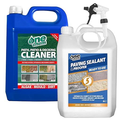 One Chem - Path Patio and Decking Cleaner 5L Concentrate - Paving sealant and Proofer 5L - 1 x Long Hose Trigger