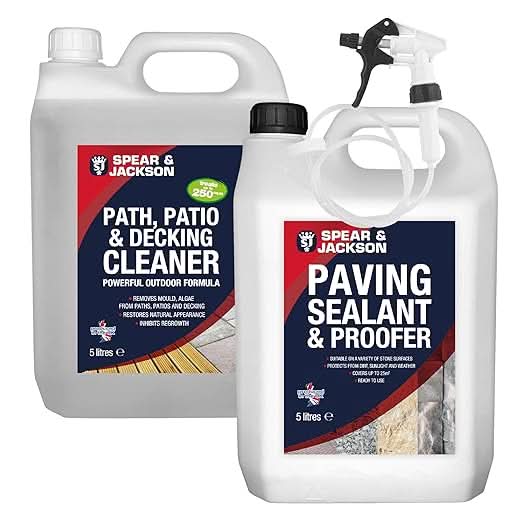 Spear and Jackson - Path Patio and Decking Cleaner 5L Concentrate - Paving sealant and Proofer 5L - 1 x Long Hose Trigger