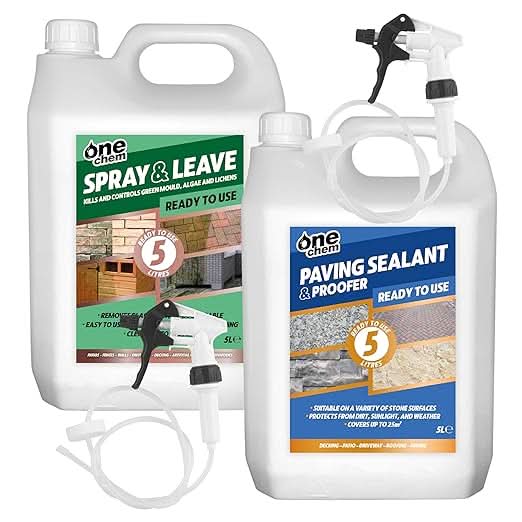 One Chem - 5L Spray and Leave Ready to Use - 5L Paving Sealant and Proofer - 2 x Long Hose Trigger Spray