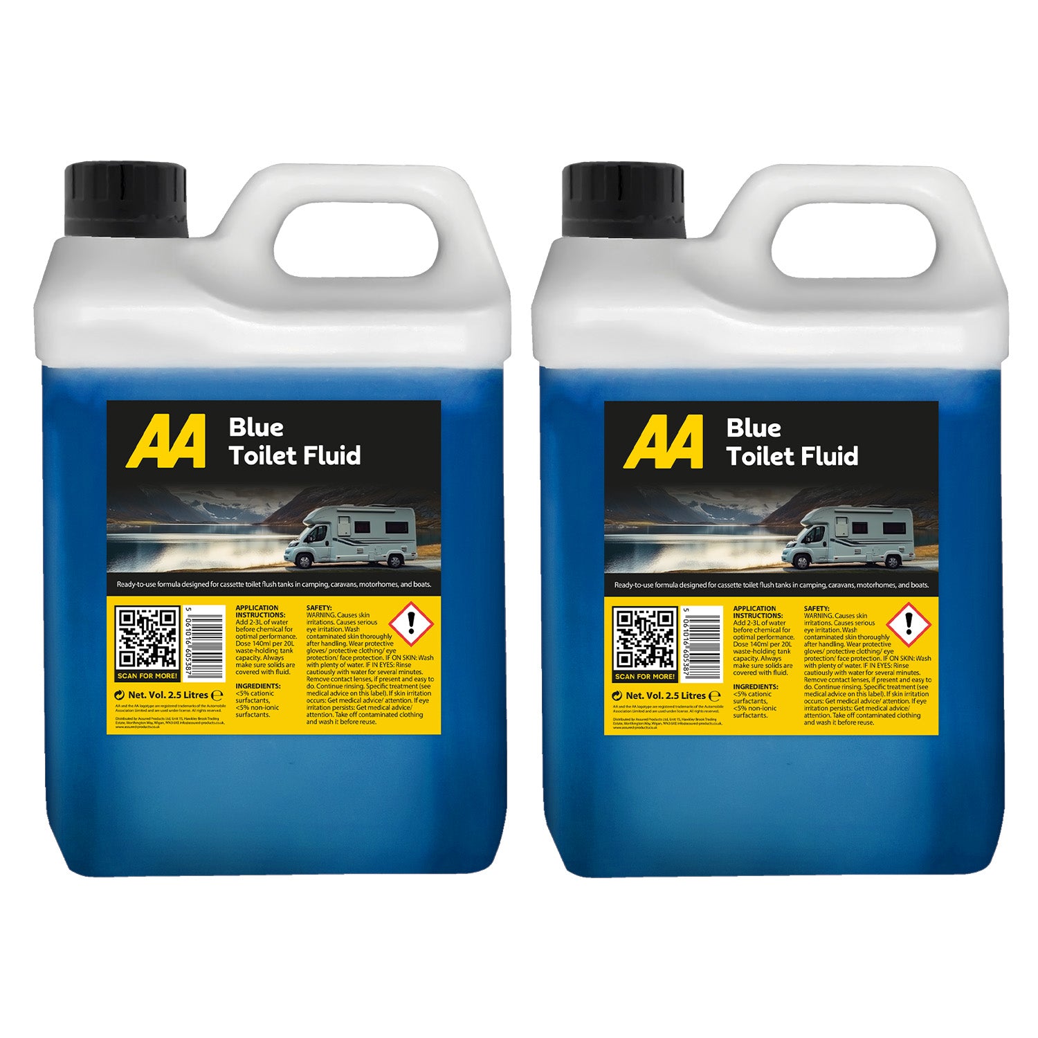 AA Toilet Cleaner Blue Flush Fluid, 2 x 2.5 Litre