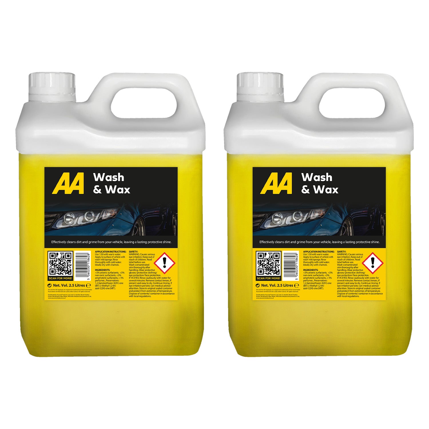 AA Wash and Wax Car Shampoo 2 x 2.5 Litre