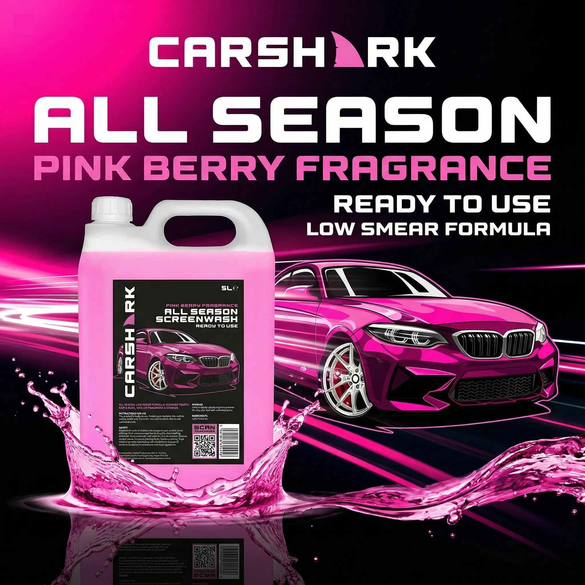 CARSHARK All Season Screenwash - Pink Berry Fragrance
