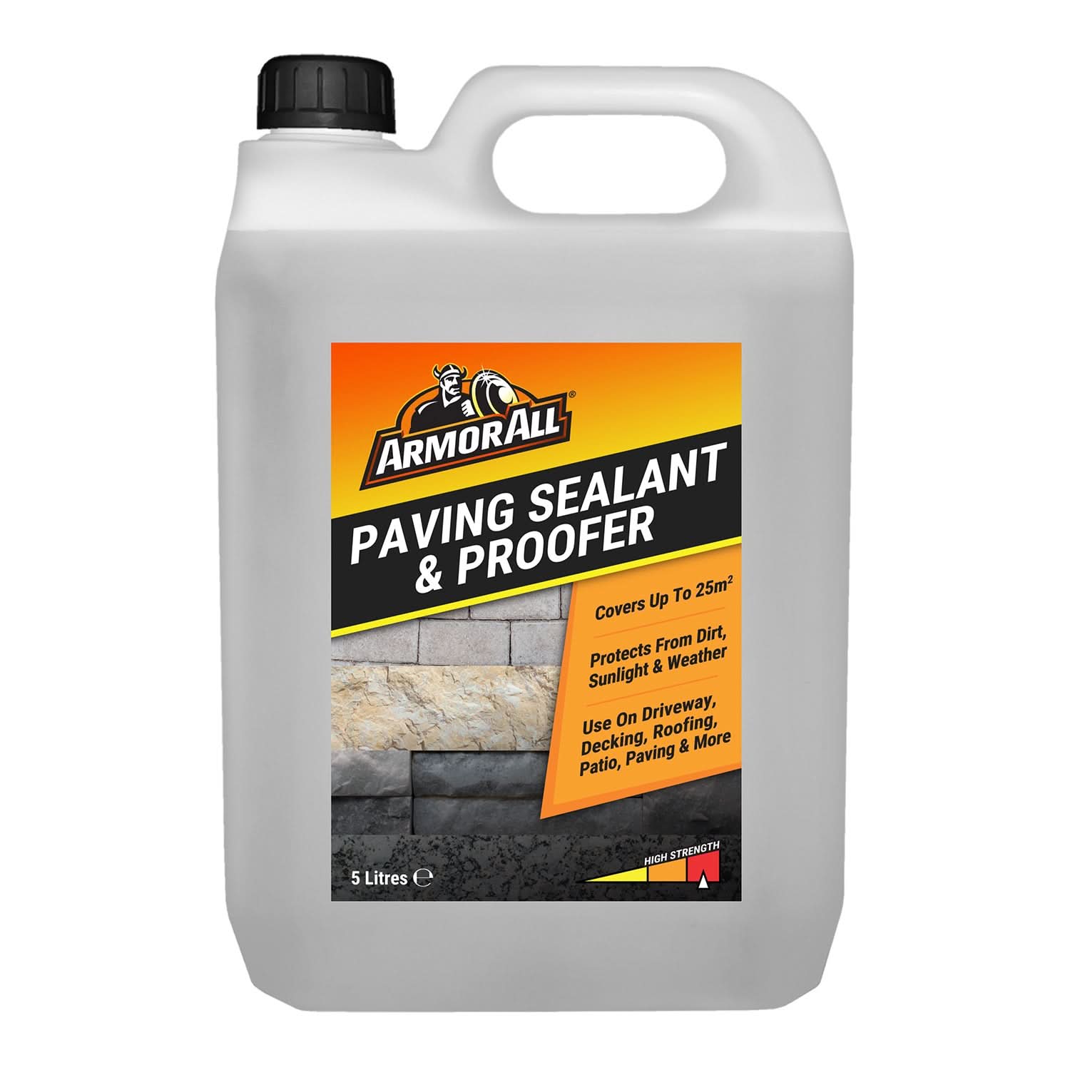 Armor All Paving Sealant and Proofer - 5 Litre Water Seal - with Long Hose Trigger - Breathable, Colourless Waterseal for Brick, Wood and Stone