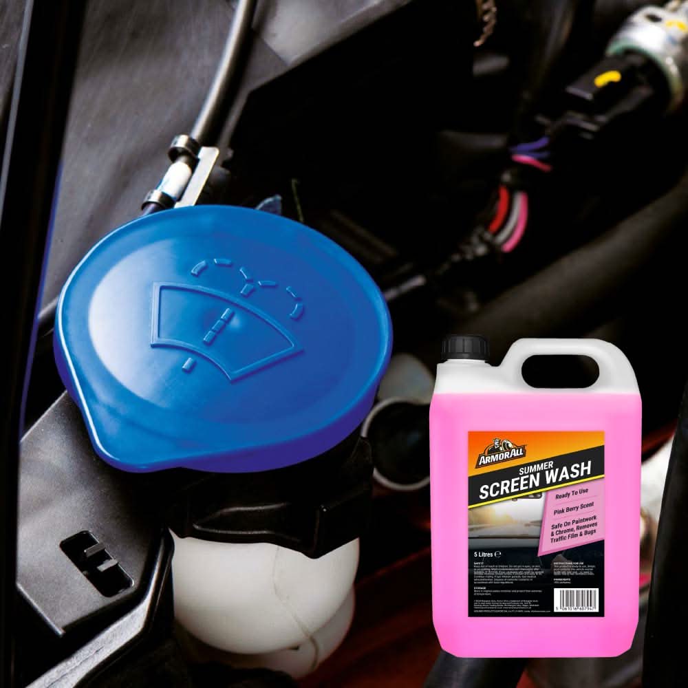Armor All Summer Screenwash, 5 Litre Ready to Use, Pink Berry Scent, Removes Traffic Film and Bugs, Safe on Paintwork and Chrome