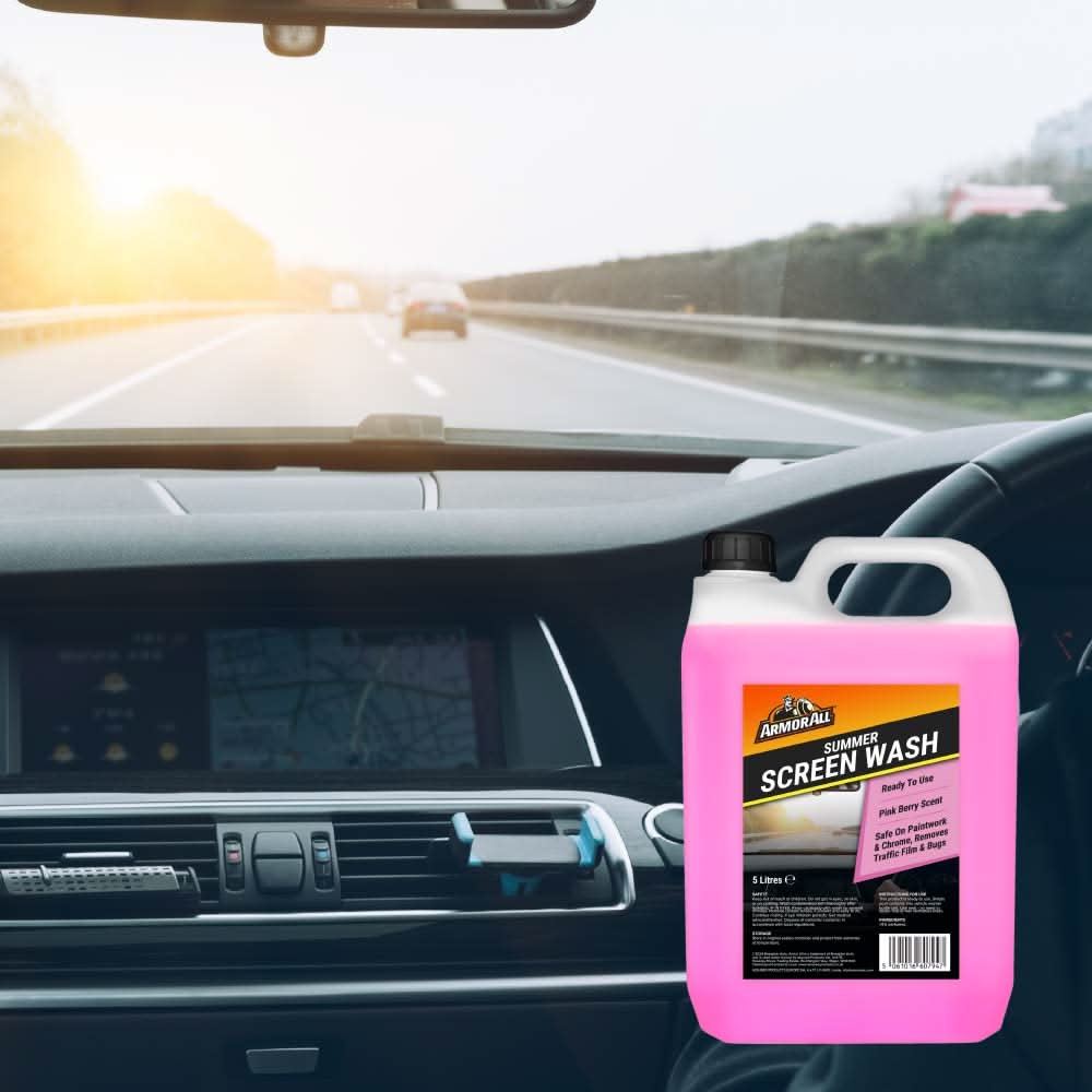Armor All Summer Screenwash, 5 Litre Ready to Use, Pink Berry Scent, Removes Traffic Film and Bugs, Safe on Paintwork and Chrome