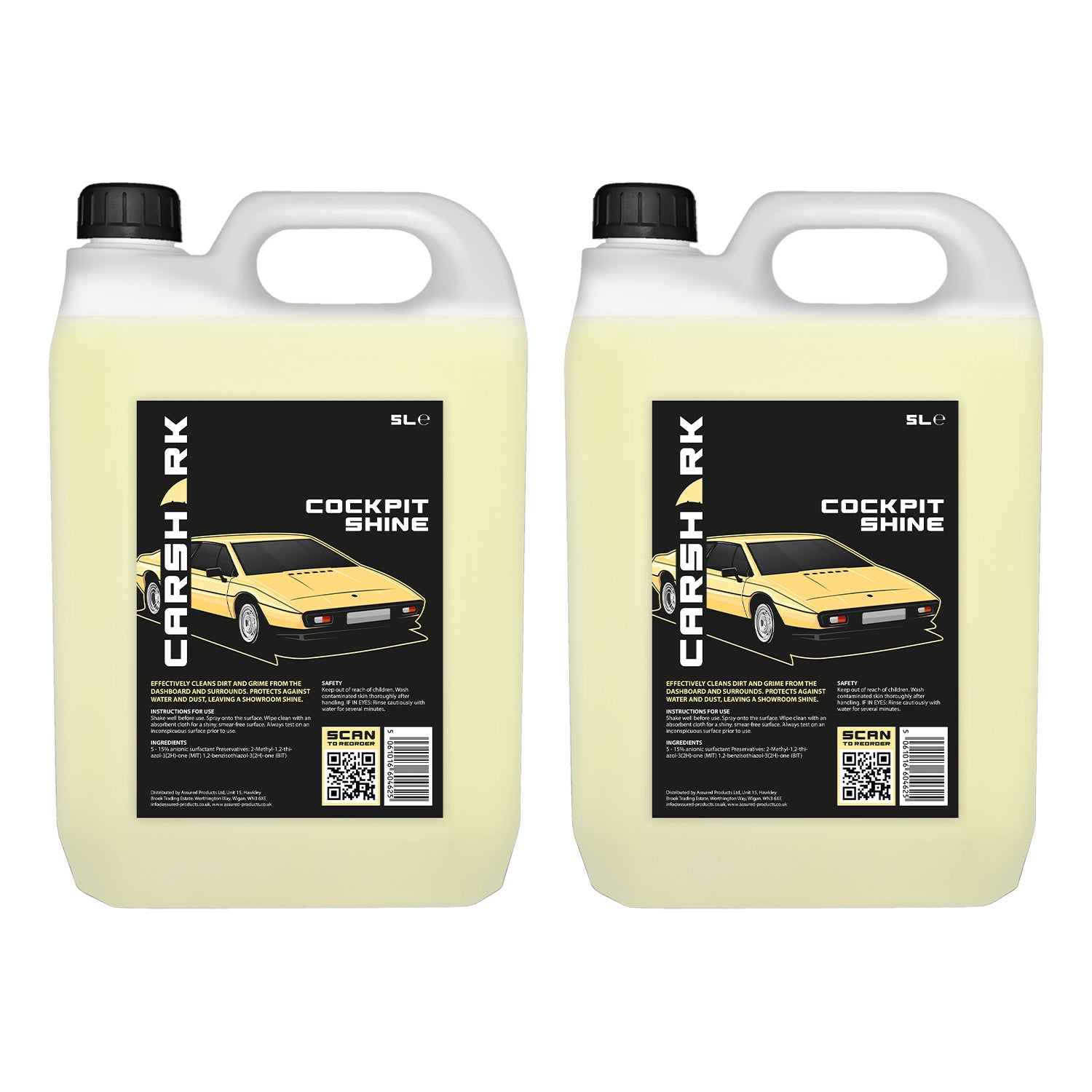 CARSHARK Cockpit Shine 2 x 5 Litre, Dashboard Cleaner