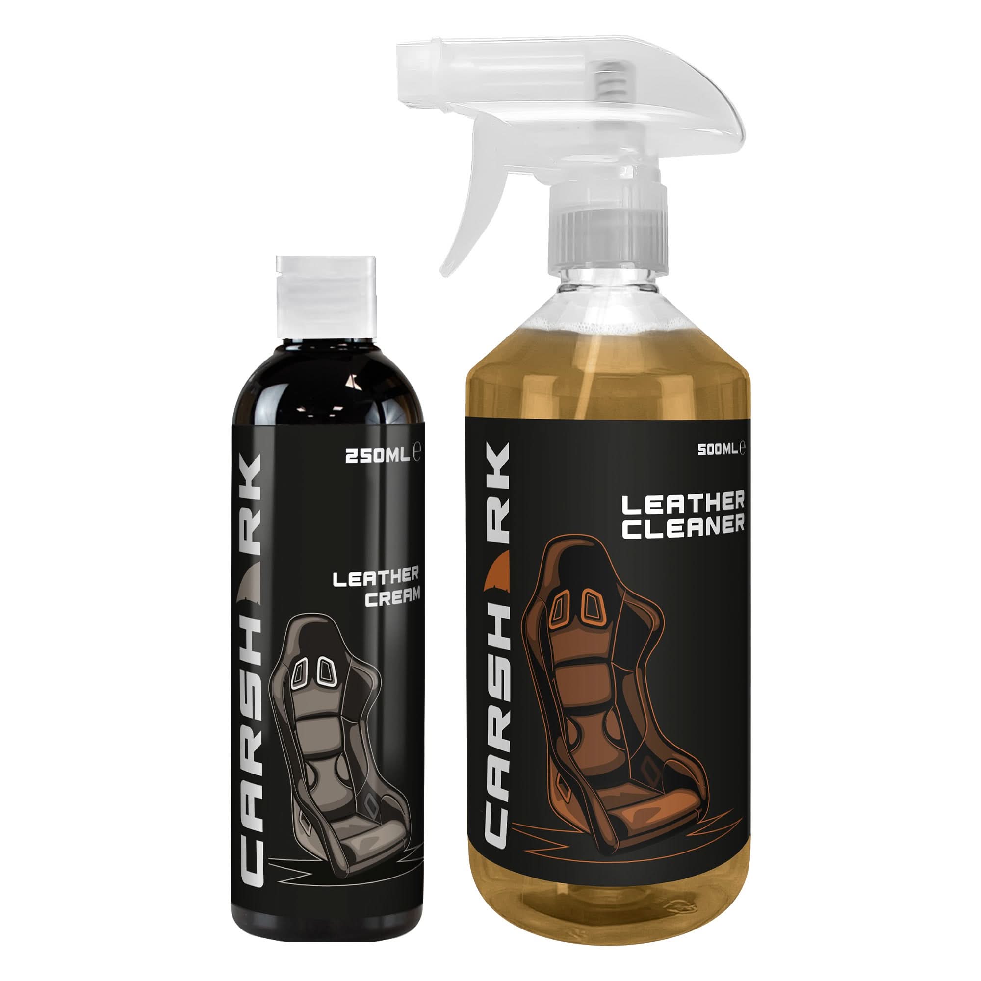 CARSHARK Leather Cleaning Kit, Leather Cleaner 500 ml, Leather Cream 250 ml