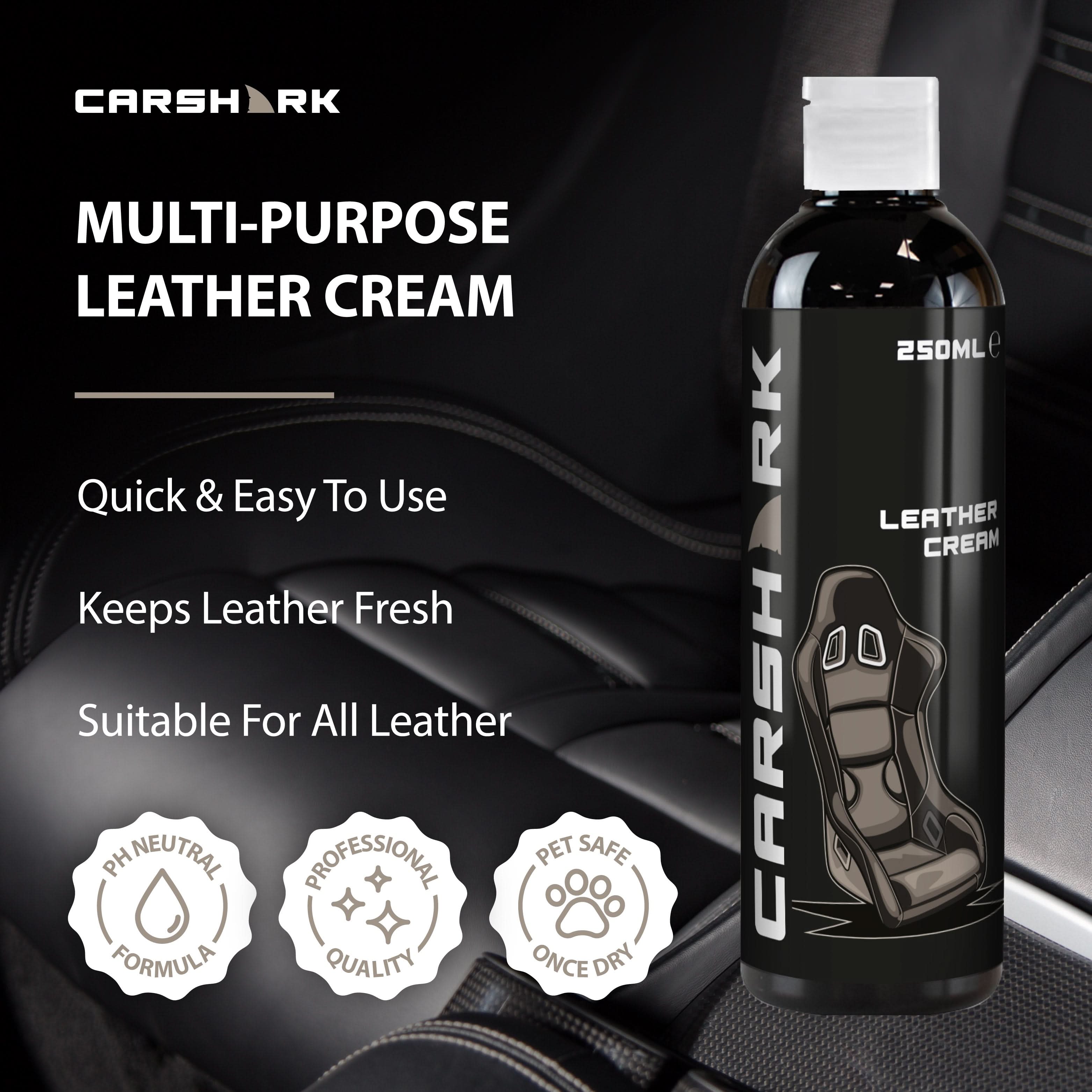 CARSHARK Leather Cleaning Kit, Leather Cleaner 500 ml, Leather Cream 250 ml