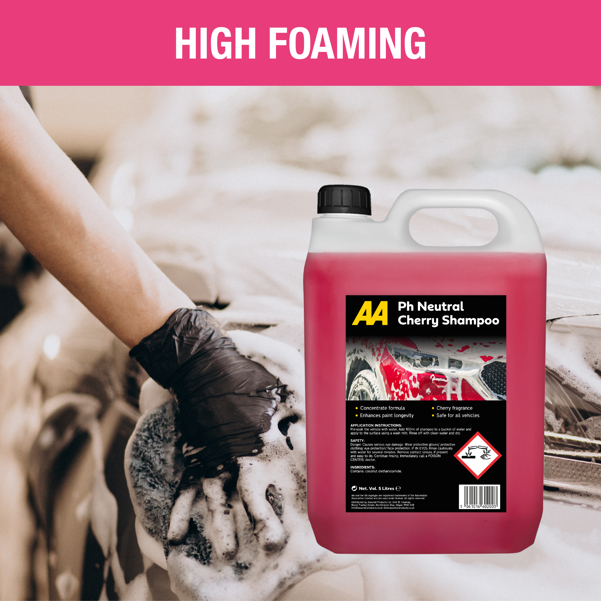 AA PH Neutral Car Shampoo 2 x 5 Litres (Cherry)