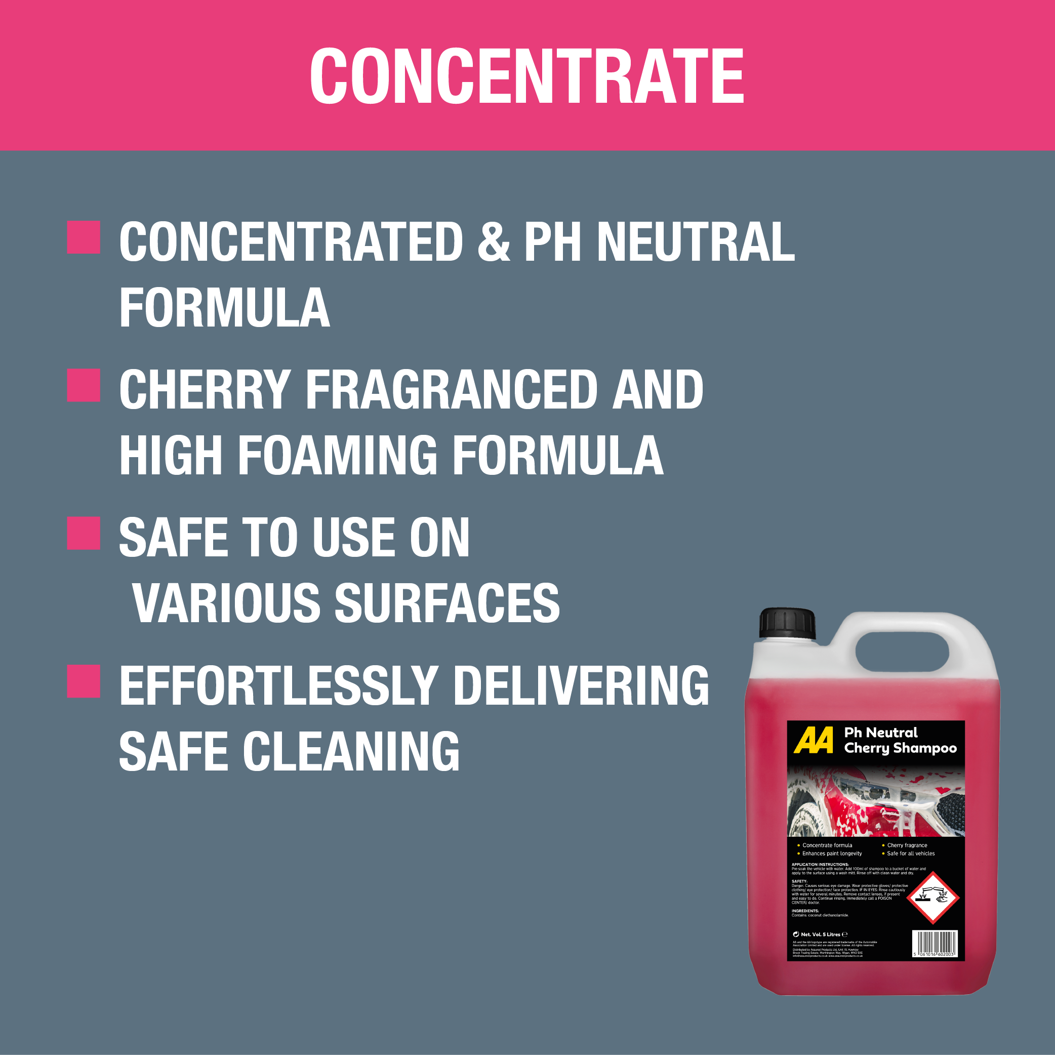 PH Neutral Car Shampoo 5 Litres (Cherry) AA