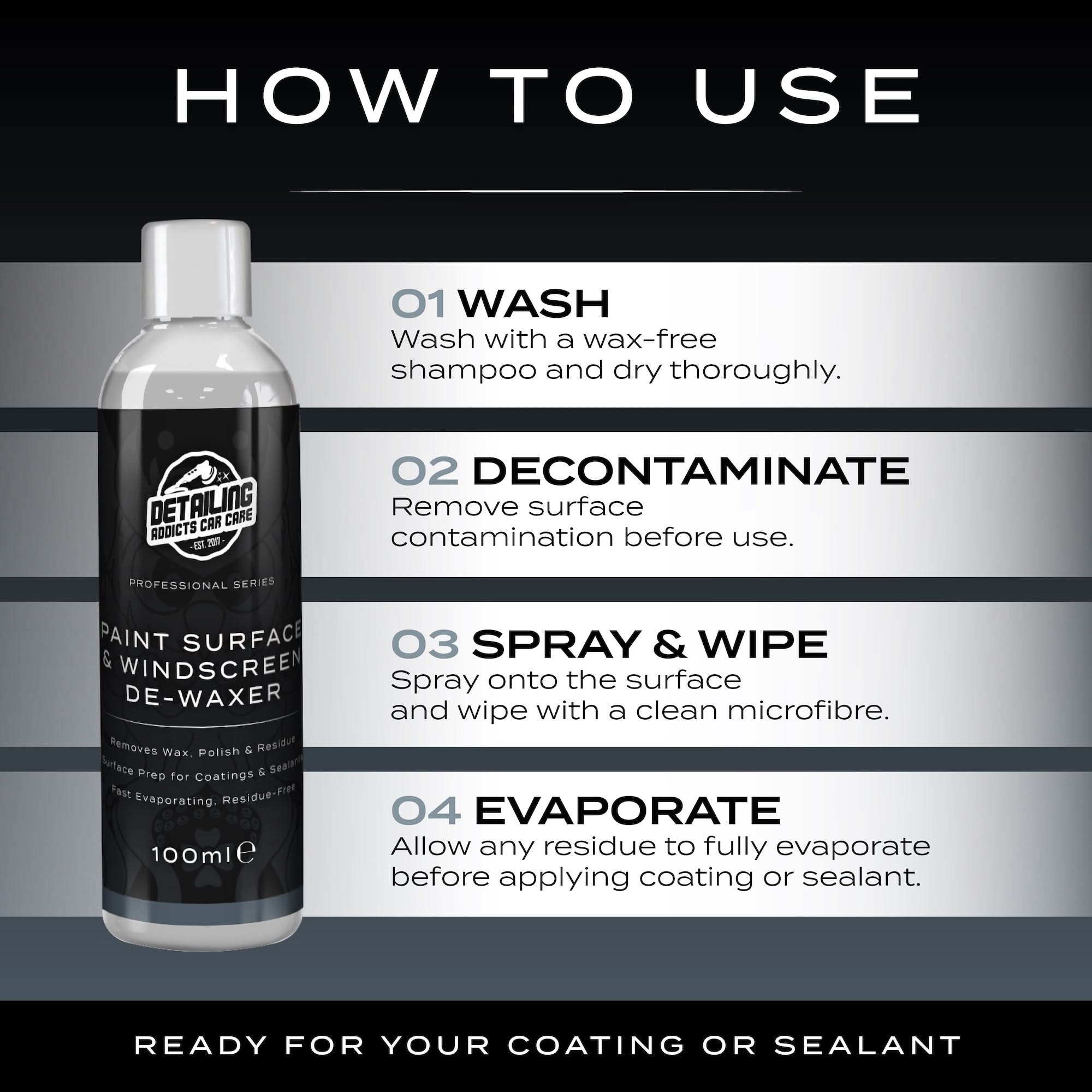 Detailing Addicts Pro Ceramic Coating Prep & Protect Kit - Ceramic Coating 50ml + Paint Surface & Windscreen De-Waxer 100ml