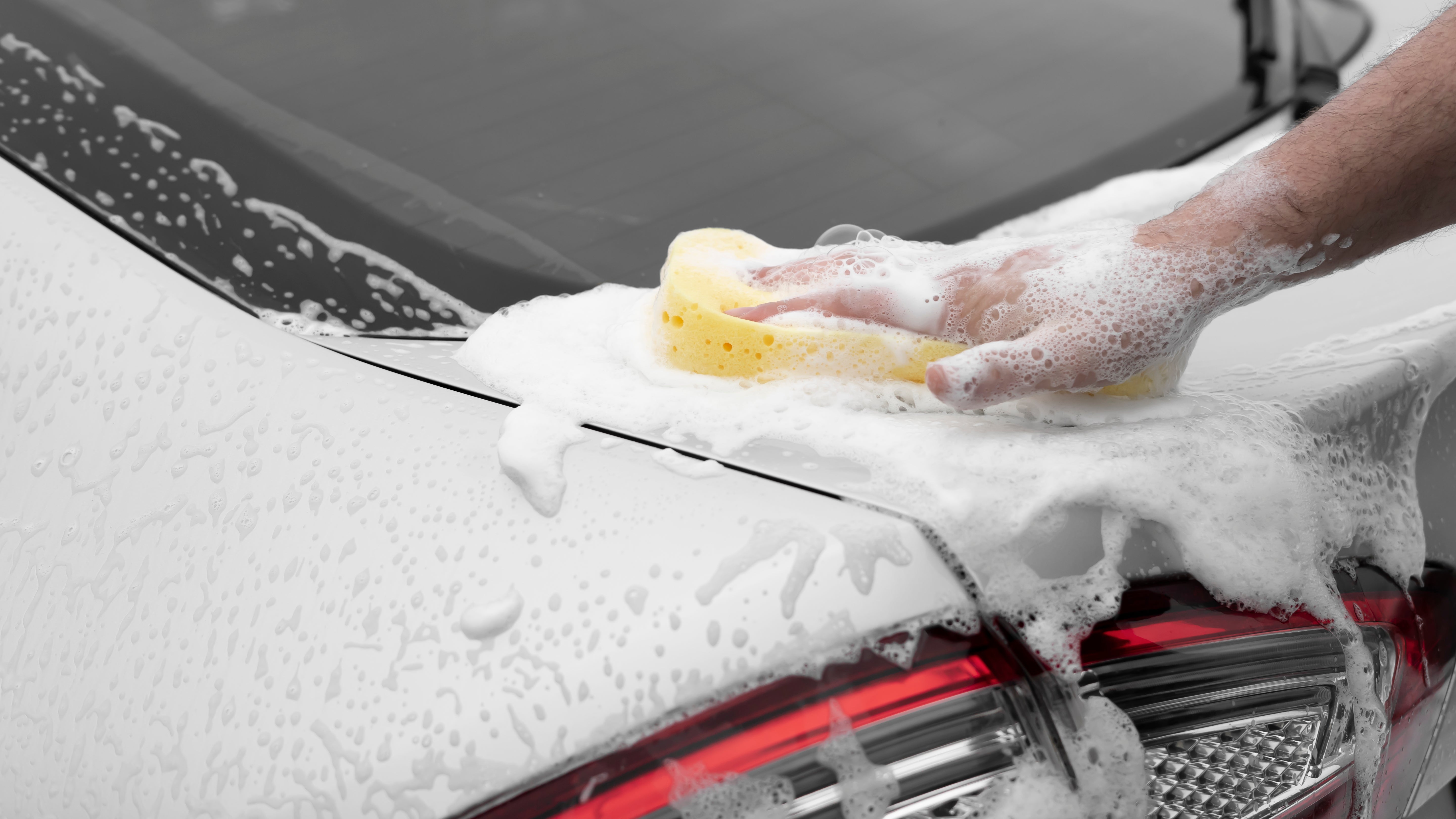 car wash with sponge