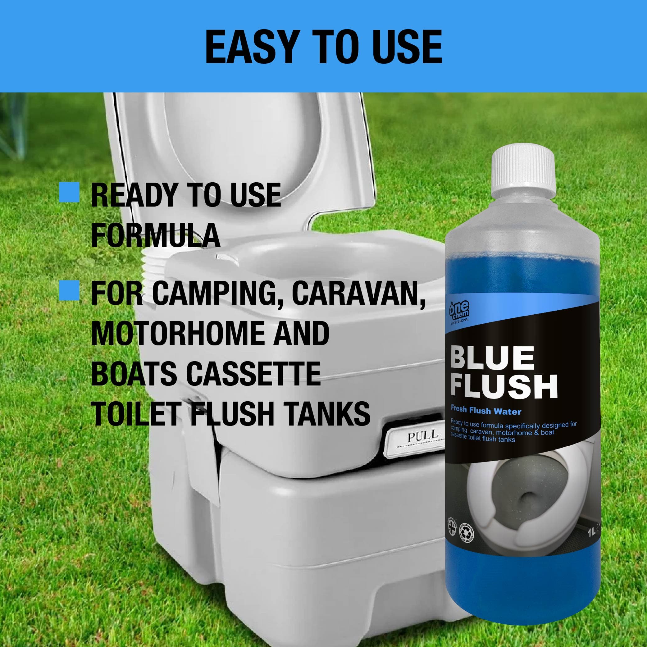 One Chem Professional Toilet Cleaner Blue Flush Fluid, 1 Litre