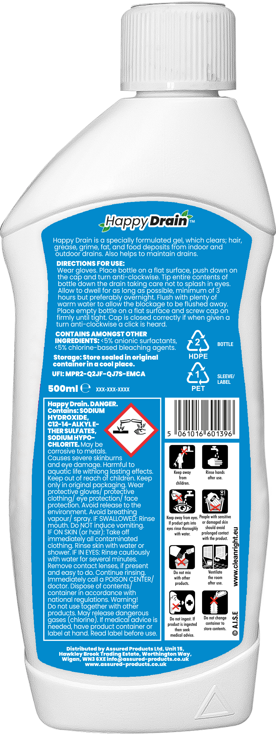 Happy Drain Sink and Drain Unblocker - 500 ml