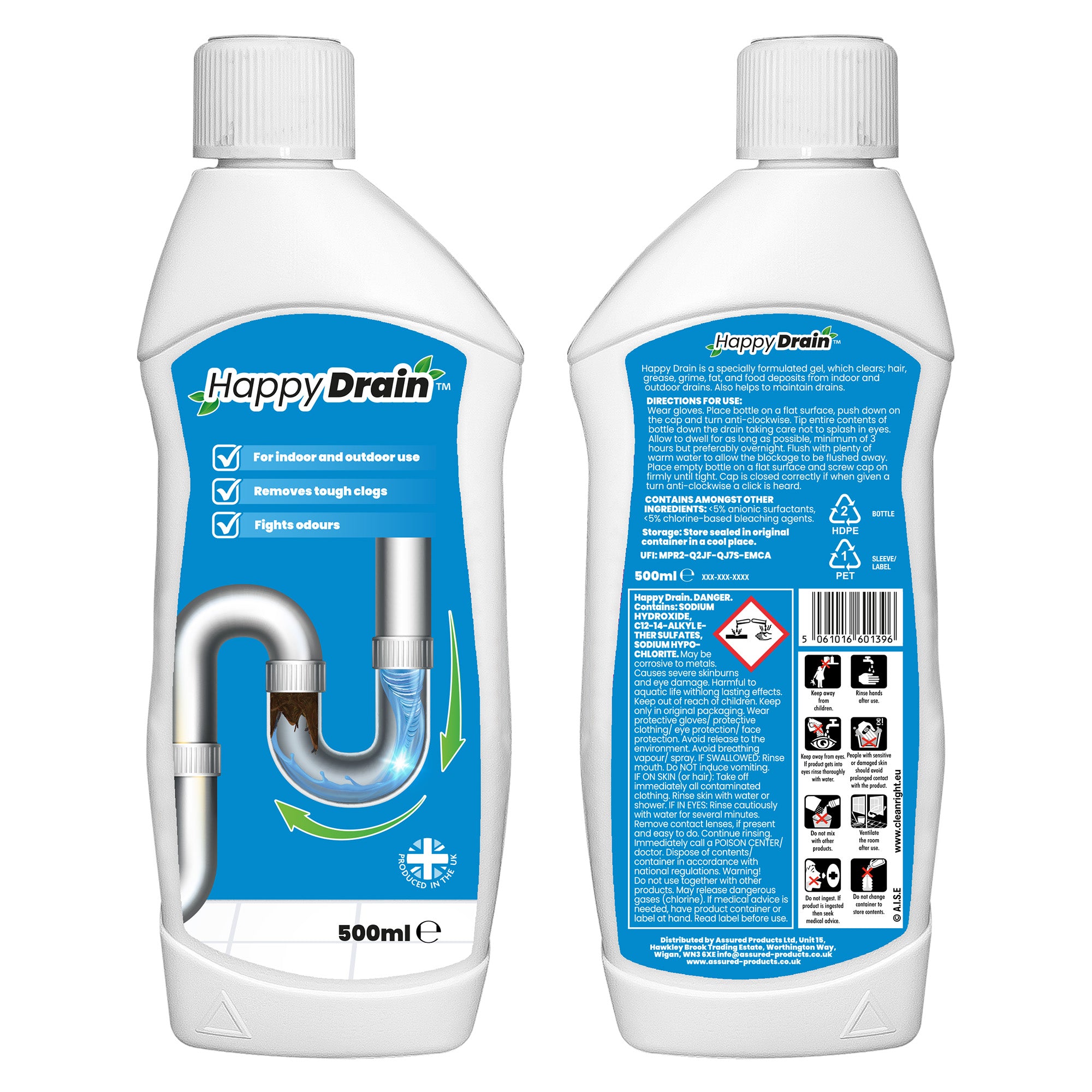 Happy Drain Sink and Drain Unblocker - 500ml & 5L