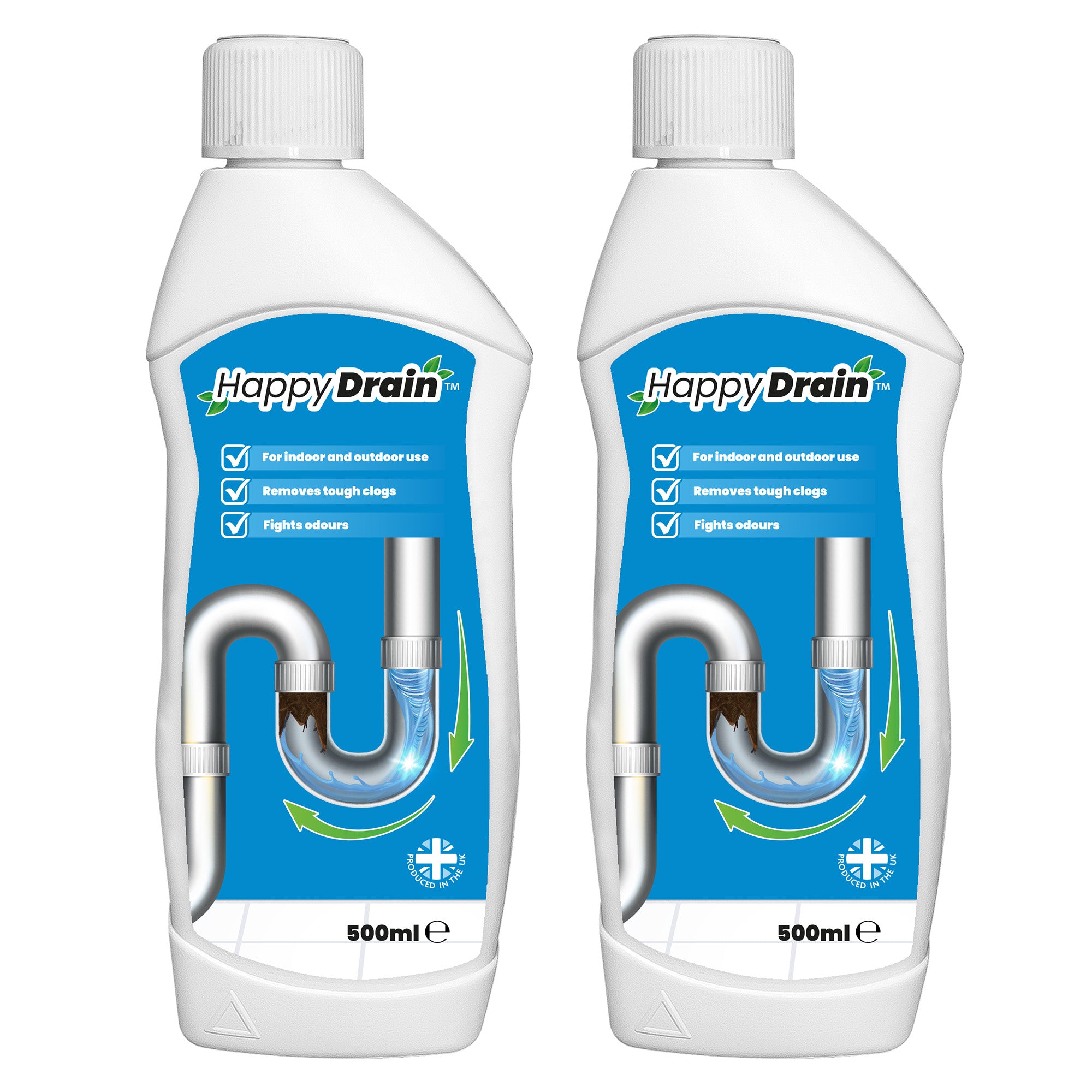 Happy Drain Sink and Drain Unblocker - 2 x 500ml - Multi Pack