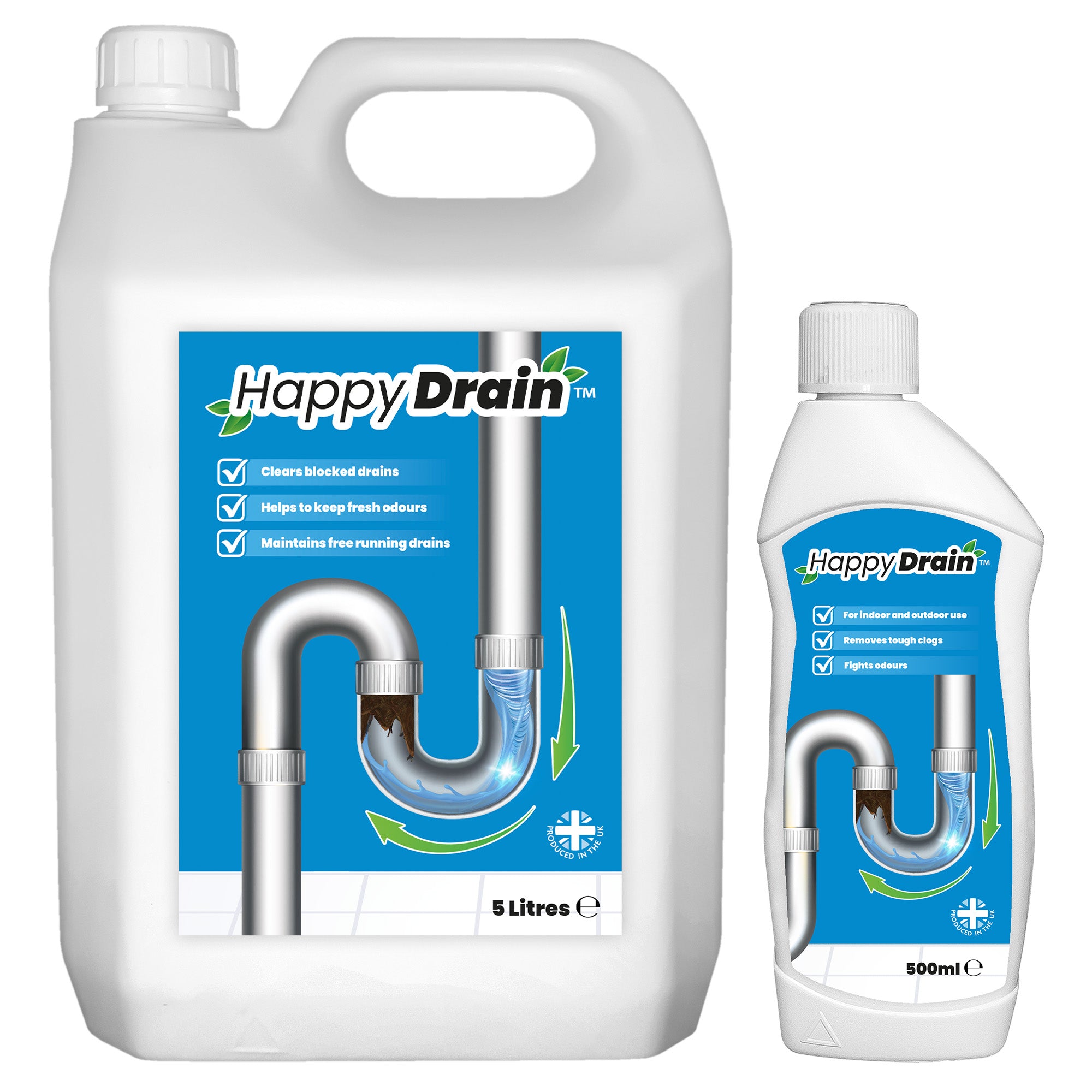 Happy Drain Sink and Drain Unblocker - 500ml & 5L