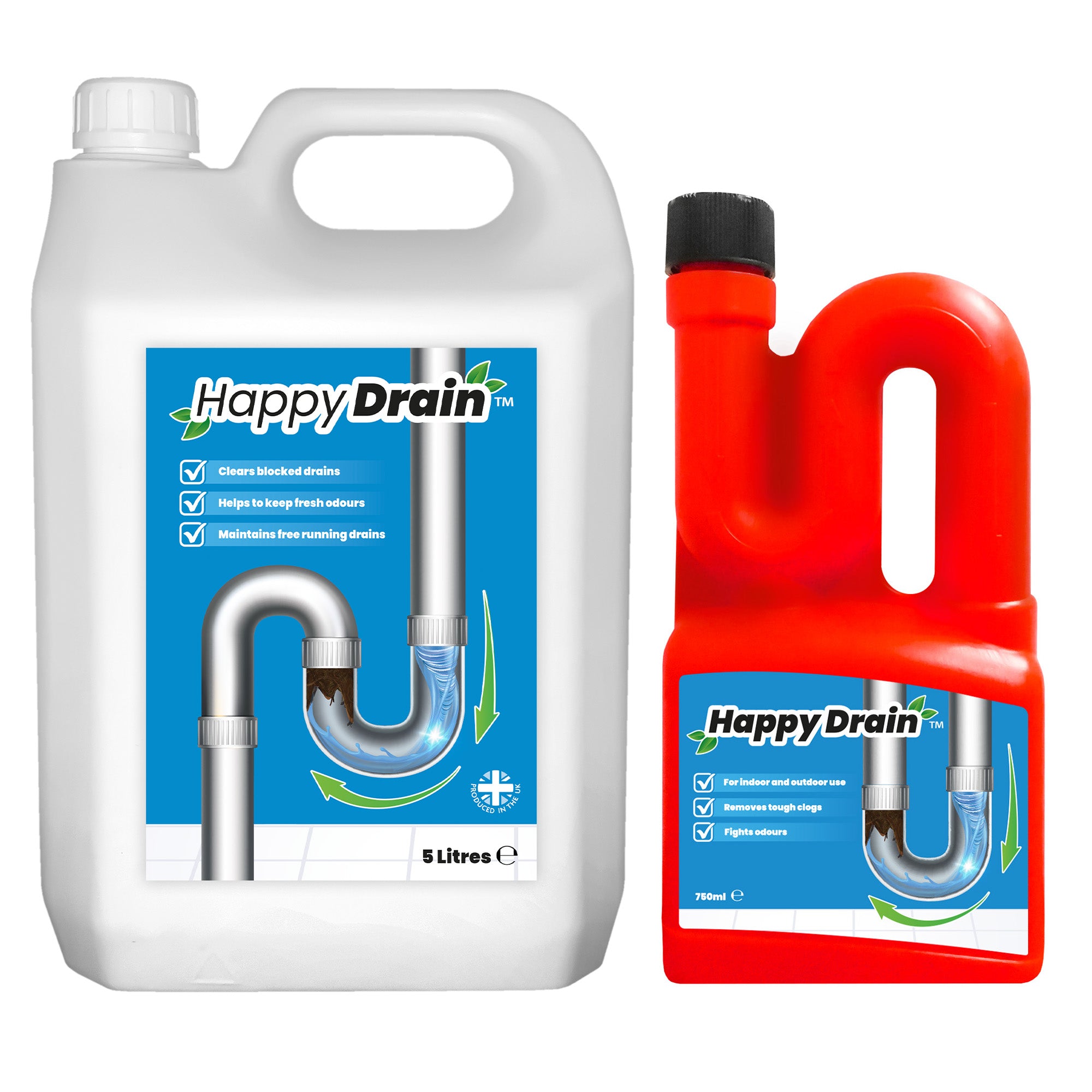 Happy Drain Sink and Drain Unblocker - 750ml & 5L