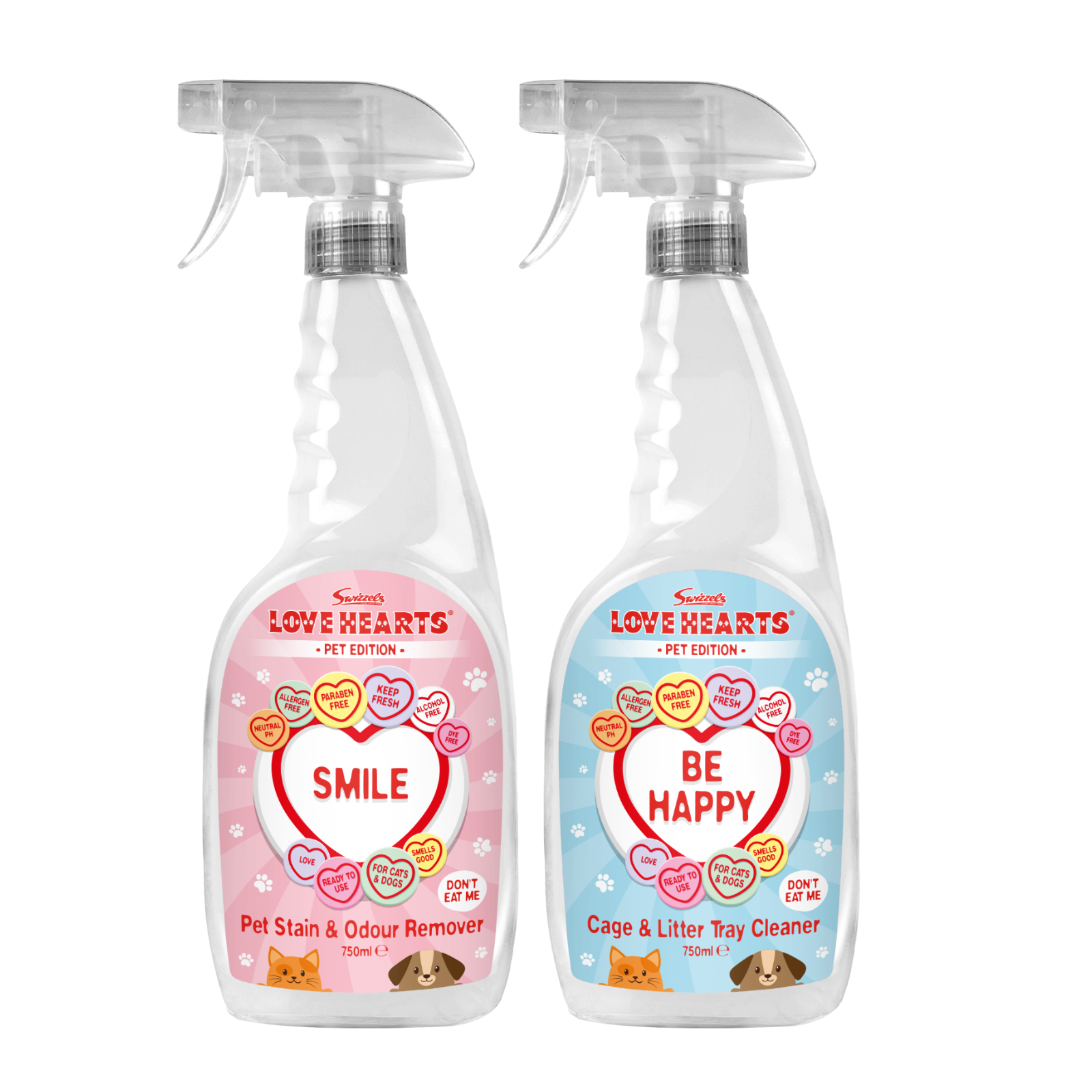 Swizzels Love Hearts - Cage & Litter Tray Cleaner Plus Stain & Odour Remover - 2 x 750ml