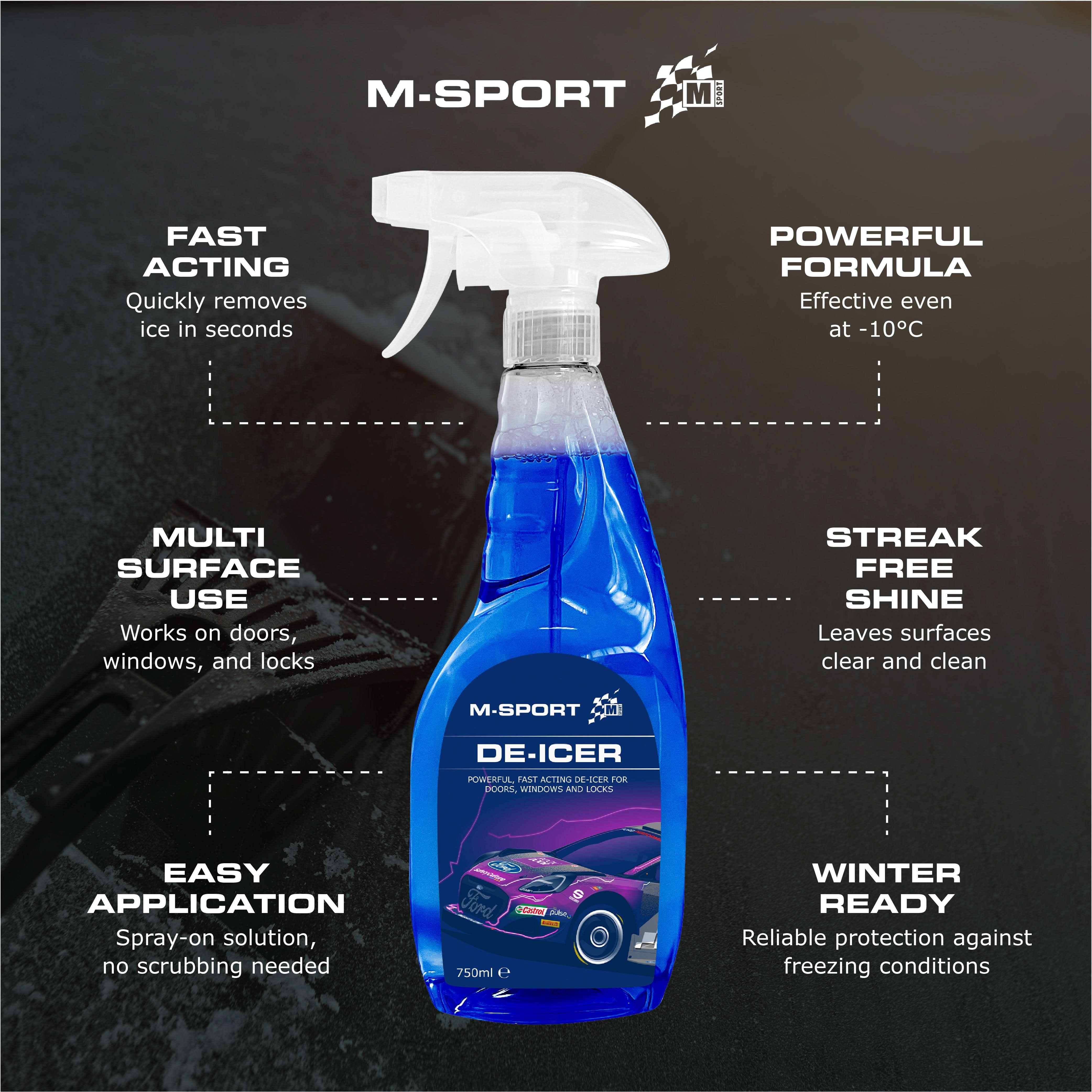 M-Sport 4-Piece Winter Car Cleaning Kit - High Performance Screenwash De-Icer Rainguard Demister Pad for Essential Car Care